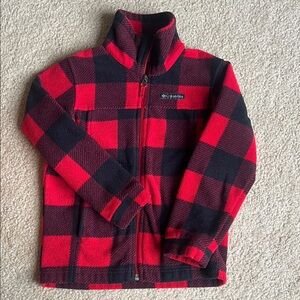 Columbia Red & Black Buffalo Plaid Fleece Zip Jacket